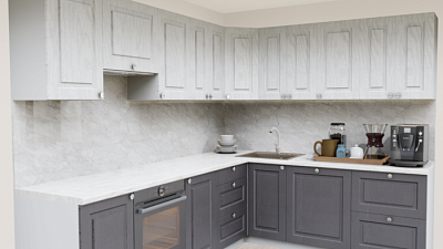 Кухня угловая Роялвуд белый 5005 Прямоугольник